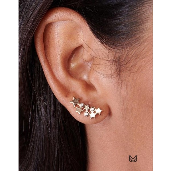 Brinco Rommanel Ear Cuff Estrelas de Tamanhos Diferentes com Zircônia 526280
